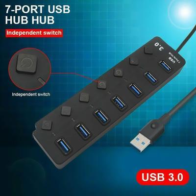 7 4-портовый USB 3.0 концентратор, многофункциональный разветвитель, зарядное устройство, адаптер питания, несколько расширительных концентраторов с переключателем для ноутбука