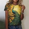 Fashion Retro Peacock Feather 3d Print T Shirts For Woman Harajuku Personality Short Sleeve Tshirt Female Colorful O-neck Tops