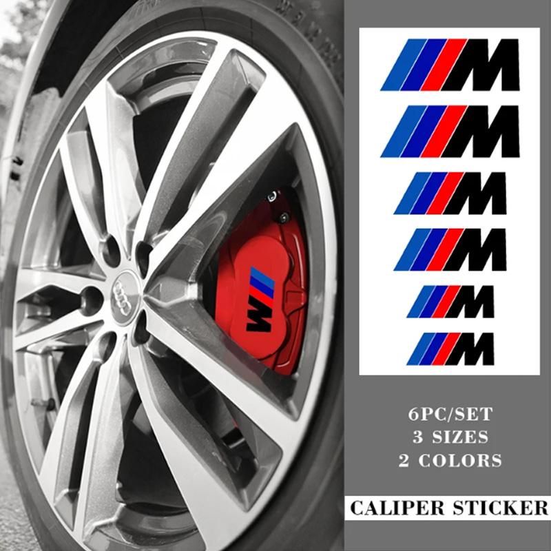 6pcs Car Caliper Sticker Wheel Hub Decals For BMW M Performance E36 E60 E90 X2 X1 X3 X5 E46 E39 E70 M3 M5 M6 G20 G30 E93 Z3 Z4 M mksh39