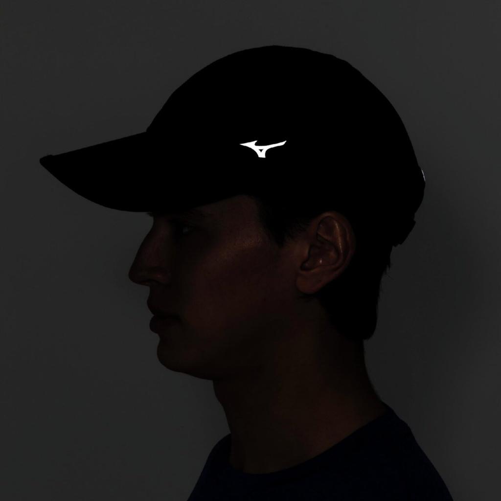 Mizuno J2MW1010 Night Running Cap with Reflective Size L Water-Repellent Finish, Unisex, Black,