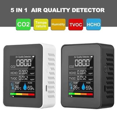 Многофункциональный 5-в-1 измеритель CO2, цифровой тестер температуры и влажности, детектор углекислого газа TVOC HCHO, монитор качества воздуха