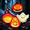 DIY Art Kits for Home Gardening Halloween Lantern Craft Set Kids, Handheld Paper Pumpkin Ghost with LED Light Trick or Treat Party Decoration,