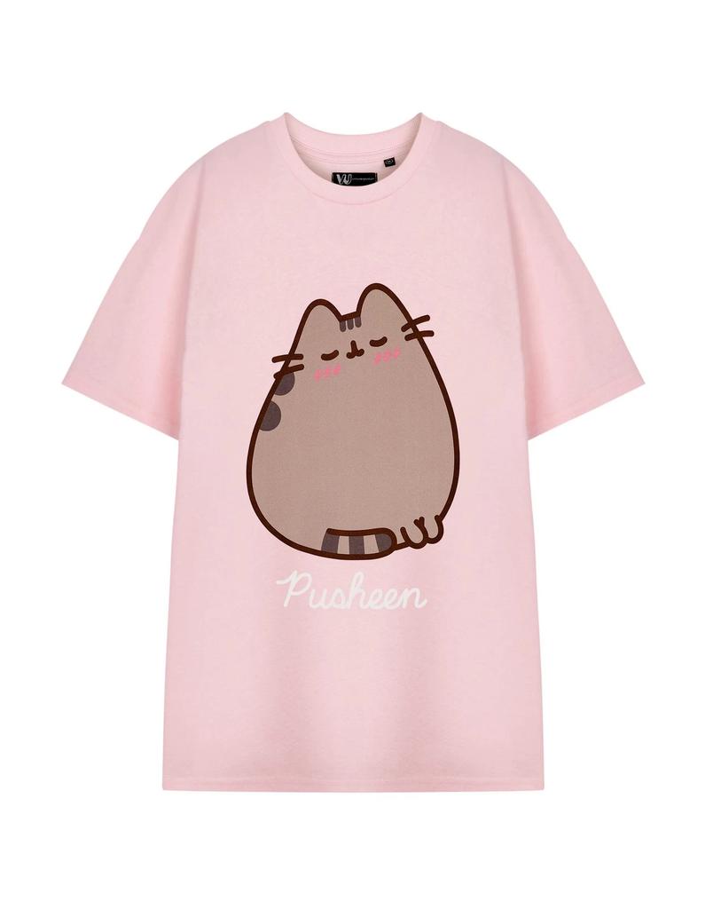 Pusheen Розовый Румянец Женская Футболка с Коротким Рукавом 100% Хлопок Мужские Футболки Топ Женские
