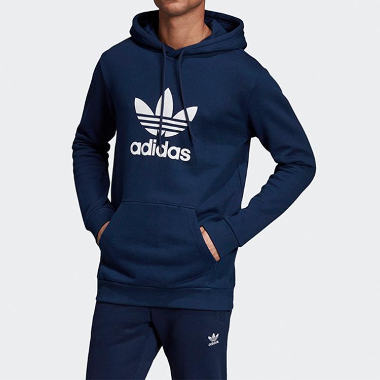 adidas Оригинальная Толстовка с капюшоном и длинным рукавом Trefoil Повседневная Ежедневная Свитшот Мужская Сине-голубая EJ9682