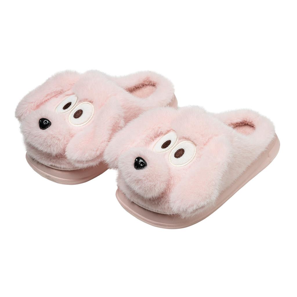 Soft cute long-eared puppy plush cotton drag girl autumn and winter home indoor non-slip thick bottom cute cartoon fluffy slippers