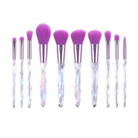 10 шт./набор кистей для макияжа с ручкой из искусственного кристалла, портативная многофункциональная основа, рассыпчатая пудра, румяна, тени для век
