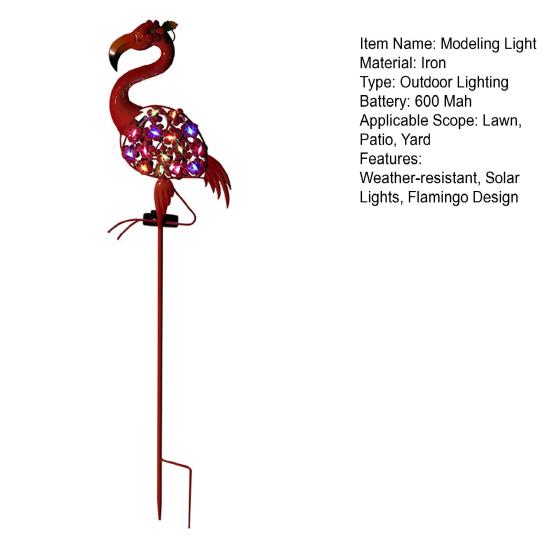 Солнечный светильник в саду с фламинго, металлический дорожный столб с цветными светодиодными фонарями, водонепроницаемая вставка в землю
