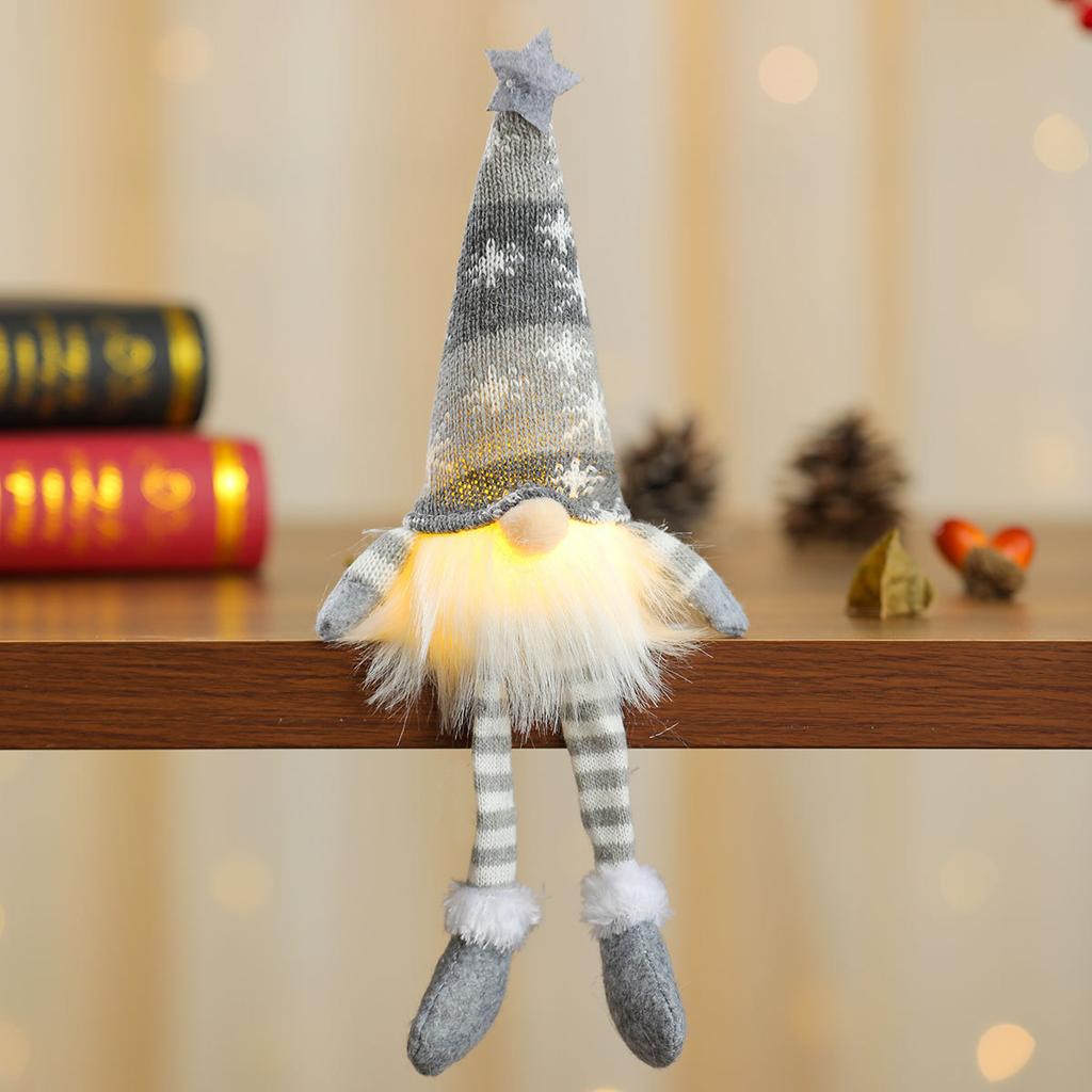 Рождественские безликие куклы-гномы, украшения, светодиодная подсветка, плюшевые вязаные поделки, подвеска на елку, рождественские украшения, дом, детский подарок