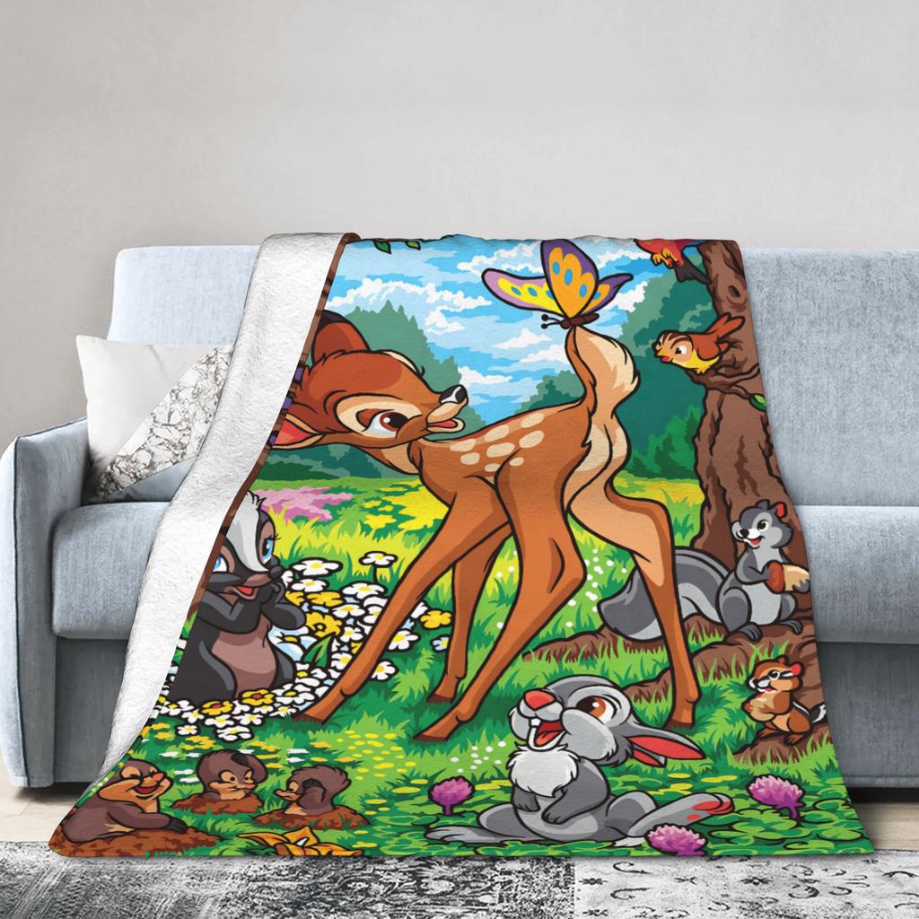 Bambi and Friends Flannel Blanket Winter Soft Warm Throw Blanket for Boy Girl Living Room Funny Bedspread Sofa Bed Cover