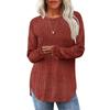 Knitted Pullovers & Long Sleeves Female Clothing Autumn Loose Round Neck High Low Curved Hem Top for Women T-Shirts