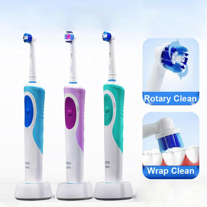 Oral B Dual Clean Electric Toothbrush Rotation Vibration Type Rechargeable Oral B Tooth Brush with 4 Brush Heads