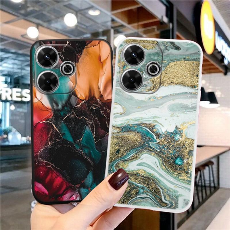 Fashion Marble Soft Silicone Case For Xiaomi Redmi Note 13 Pro 13C Samsung A35 A55 M35 M34 iPhone Huawei Honor 200 Camera Protective Shockproof Cover