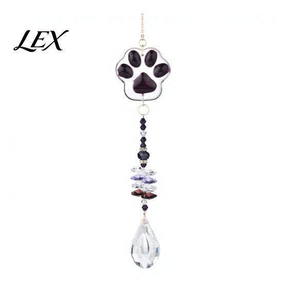 Crystal Rainbow Reflector Cat Paw Wind Chimes, Suncatchers for Windows Hanging, Water Drop Pendant Prism Maker Indoor Outdoor Home Garden Decor Cute