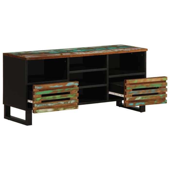 VidaXL Meuble TV 100x34x46 cm bois d'acacia massif, banc TV, meuble hifi, console TV, buffet TV, meuble multimédia, meuble 377528