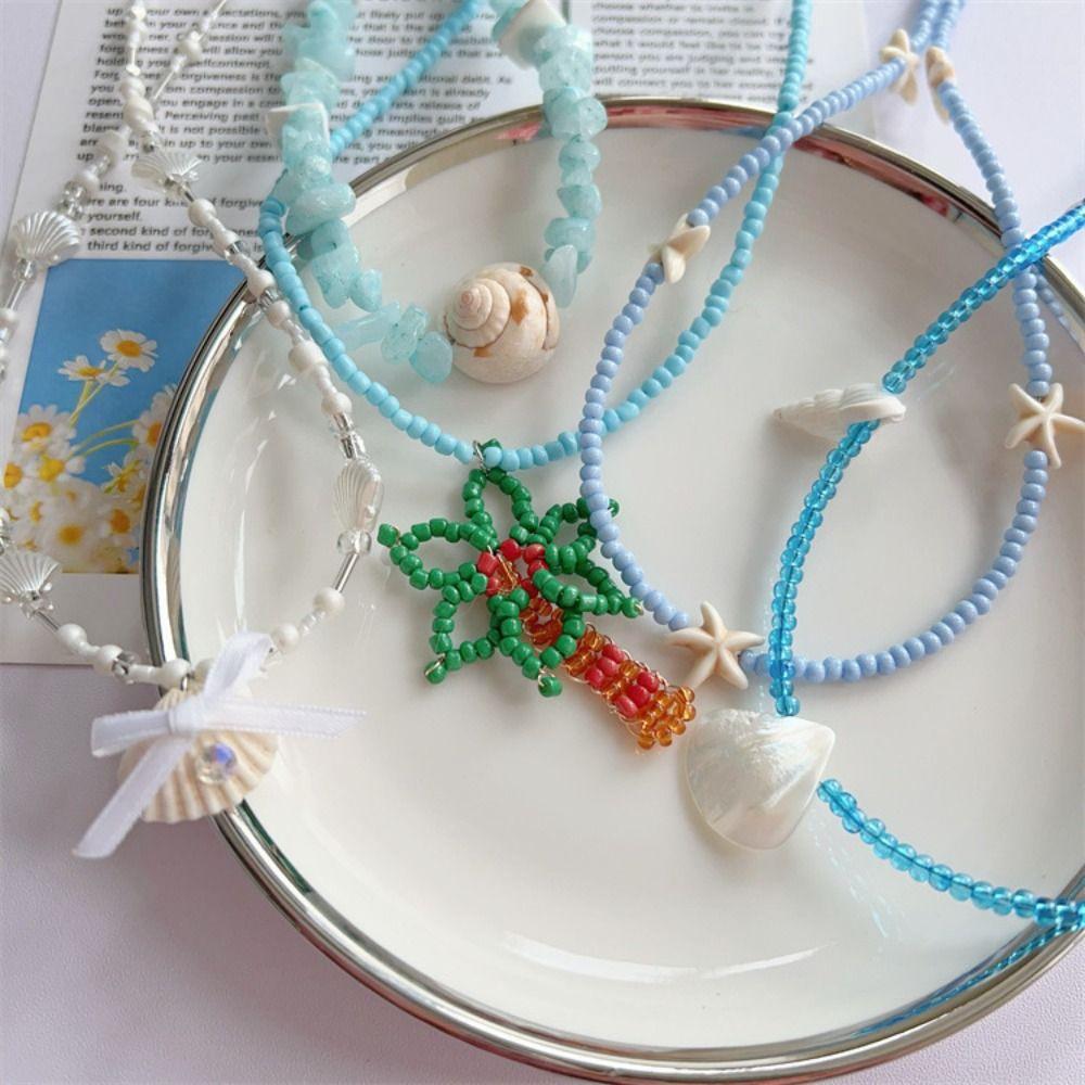 Ожерелье из ракушек с морского пляжа в богемном стиле, цепочка-чокер с богемными бусинами, лето