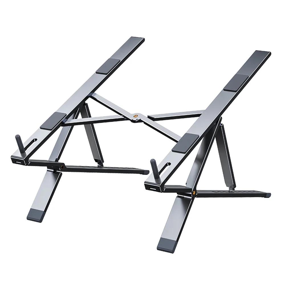 Oatsbasf Foldable Laptop Stand for Desk with Hidden Phone Stand For MacBook Pro Air Hp Tablet Adjustable Height Notebook Holder