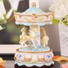 Mini Carousel Clockwork Music Box Colorful LED Merry-go-round Musical Box Gift for Girlfriend Kids Children