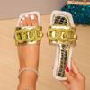 Fashion New Fashion Summer Glitter Rhinestone Women Slippers Bright Diamond Flat Bottom Crystal Sandals Beach Slides Shoes Zapatos Mujer