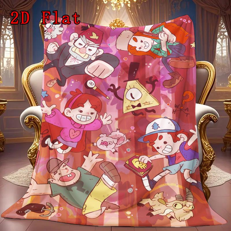 Gravity Falls cartoon 2D Flat Pattern Flannel Blanket High quality All Seasons Warmth and Comfort Perfect for Christmas Gifts.P260914583