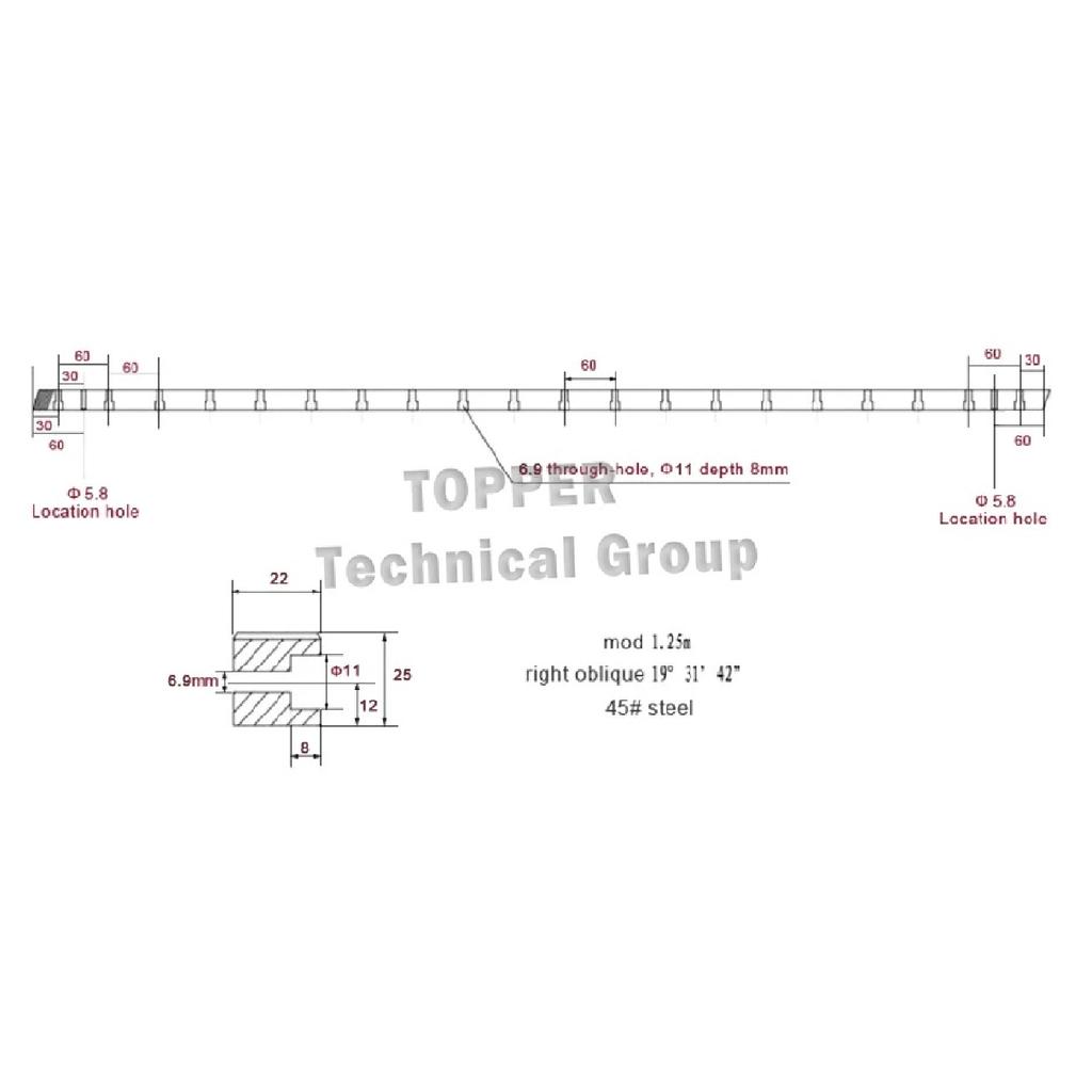 1.25mod Gear Rack 670mm/1400mm right helical and Pinion Shaft left hand 96mm/124mm for Engraving machine cnc parts