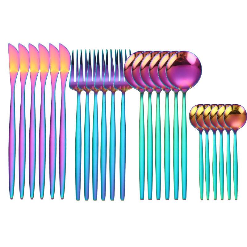 24 шт., черный западный набор столовой посуды, набор столовых приборов из нержавеющей стали, вилка, нож, ложка, набор столовых приборов, набор столовых приборов, набор столовых приборов