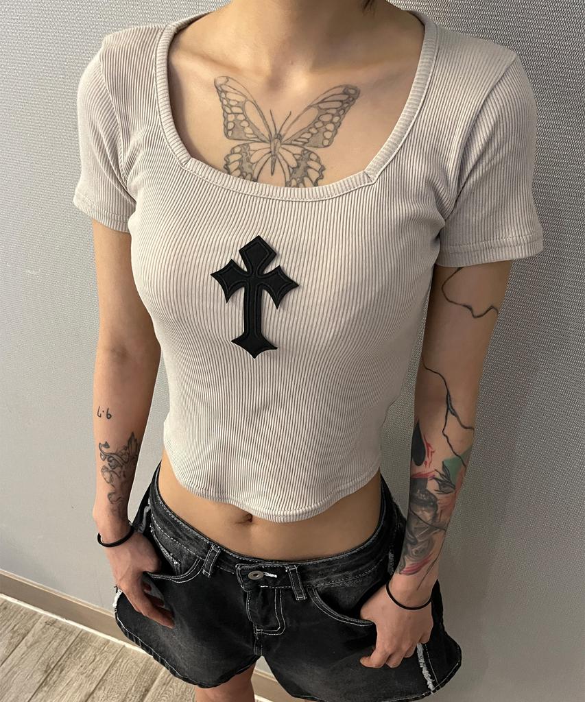 Футболка Bonseullipi с квадратным вырезом (бежевый)