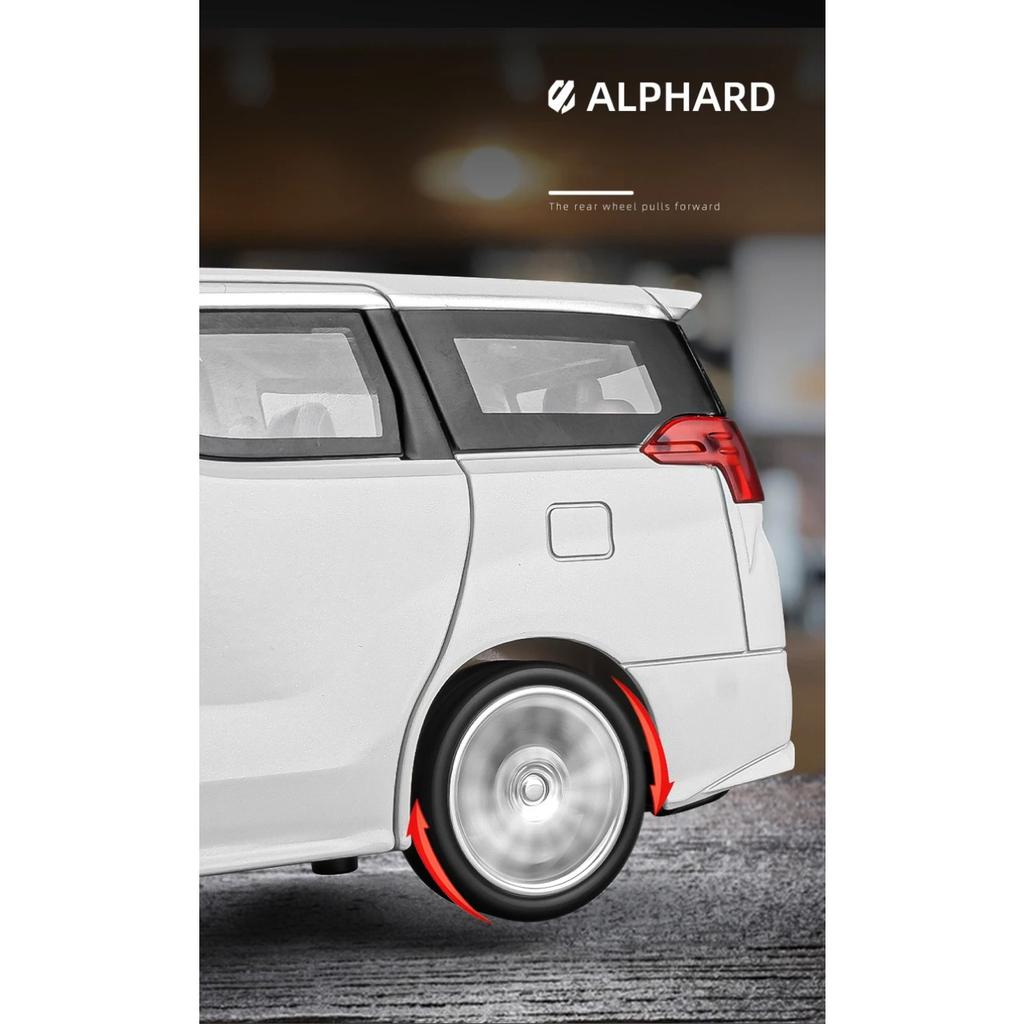 1/24 Toyota Alphard MPV Alloy Die Cast Toy Car Model Sound and Light Pull Back Children's Toy Collectibles Birthday Gift