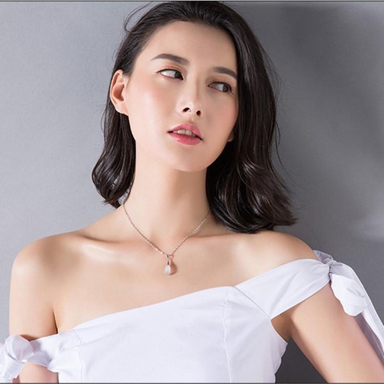 Серебряный кулон-капля с кошачьим глазом S925 в корейском стиле, ожерелье для женщин
