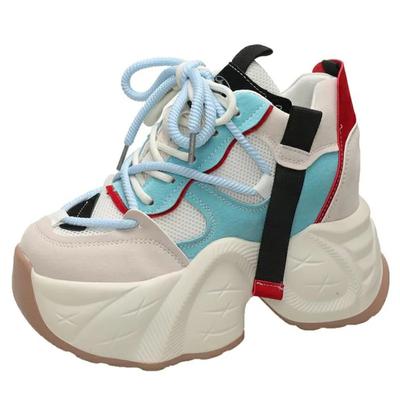 Мода 11СМ Женские Массивные Кроссовки Новые 2024 Осень Высокая Платформа Сетка Папины Кроссовки Женские Повседневные Кроссовки Толстая Подошва Вулканизированная Обувь