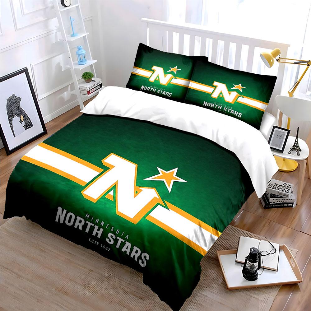 Minnesota North Stars Bedding Bedding Duvet Cover Set Duvet Cover Pillowcases (1 * Duvet Cover 2 * Pillowcases, without duvet insert)