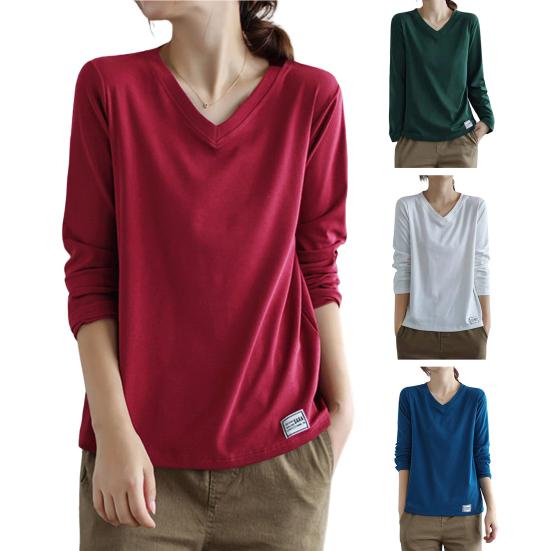Пуловер Блузка Эластичная универсальная мягкая однотонная свободная женская базовая футболка для работы