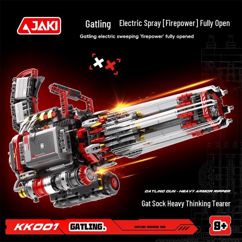 Jiaqi KK001 Electric Gatling Toy Gun - Heavy Armor Ripper Building Blocks for Boys