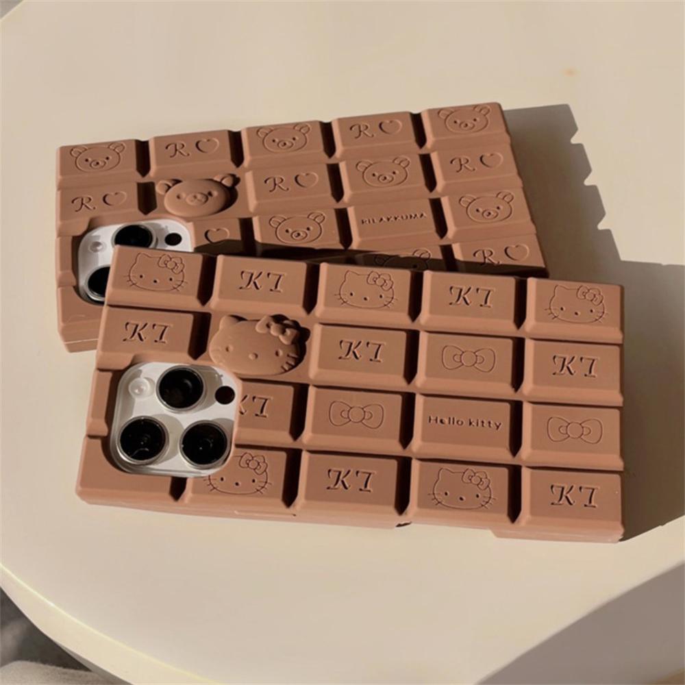 Шоколадный силиконовый чехол для телефона Miniso Hello Kitty для iPhone 16 15 13 12 14 11 Pro Max X XS Max XR мультяшный чехол с медведем Rilakkuma