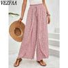 Women's Fashion Casual Plaid Print High Waist Trousers Pants & Capris