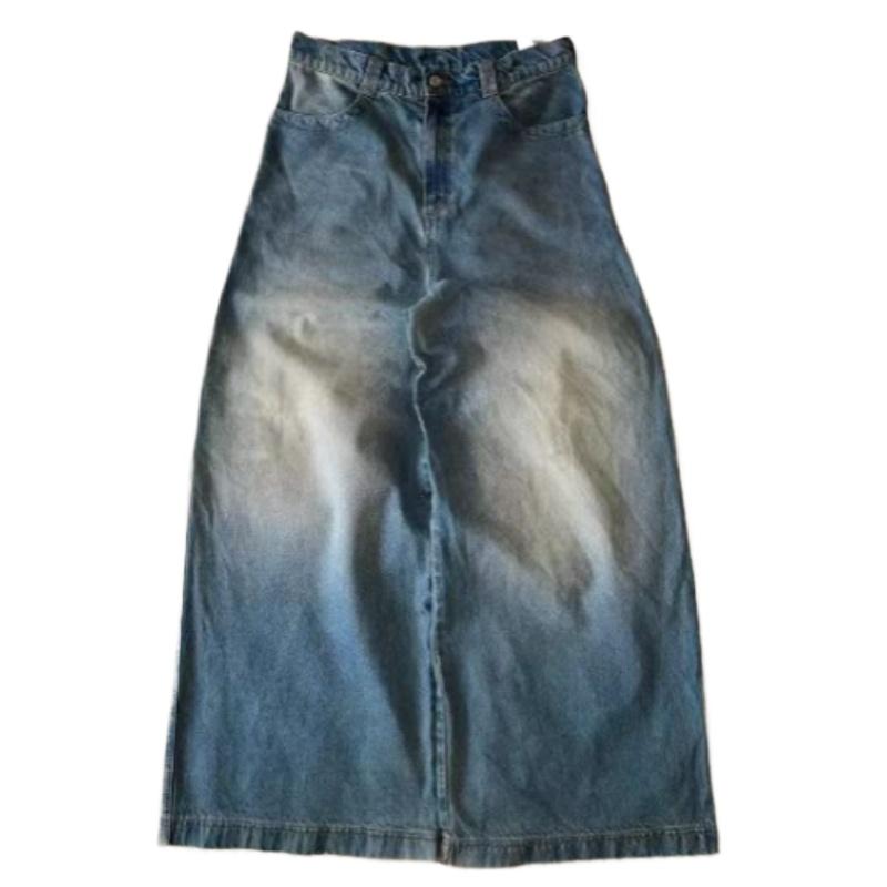 Американские джинсы Harajuku Vintage Print Y2K мужские выстиранные серые прямые брюки уличные готические свободные брюки унисекс Tide
