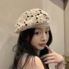 Japanese Style Flower Hat Breathable Crochet Knitted Cap Elegant Hollowed Out Beret  Gift