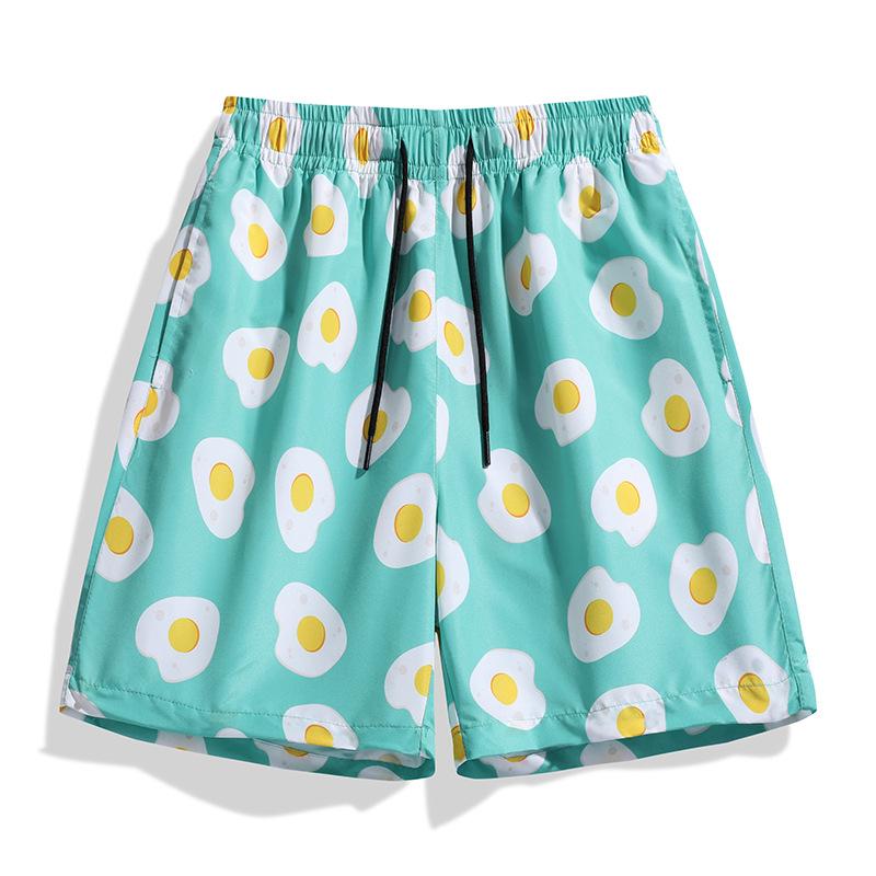 Summer Y2k Casual Beach Shorts Fashionable Solid Youth Popular Sweatpants Simple Men's Five-Quarters Thin Loose Seaside Vacation