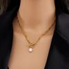 Elegant Baroque Freshwater Pearl Pendant Necklace Double Chain Design Stainless Steel Jewelry Gift For Women