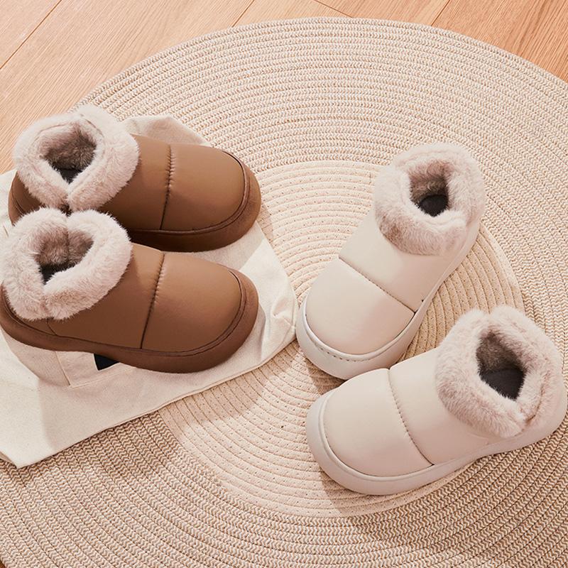 Водонепроницаемые нескользящие зимние ботинки женские из искусственного меха с мягкой подошвой плюшевые ботильоны женские из искусственной кожи с плоским каблуком теплая хлопковая подкладка обувь