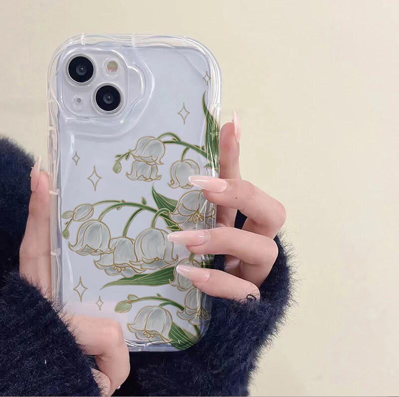 Чехол для Realme C53 C55 C67 C63 C65 C35 C33 C21Y C25Y C51 8 5G 10 13 11 12 Pro Plus GT 6 Note 60 Крышка Цветочный Кремовый Волнистый Край