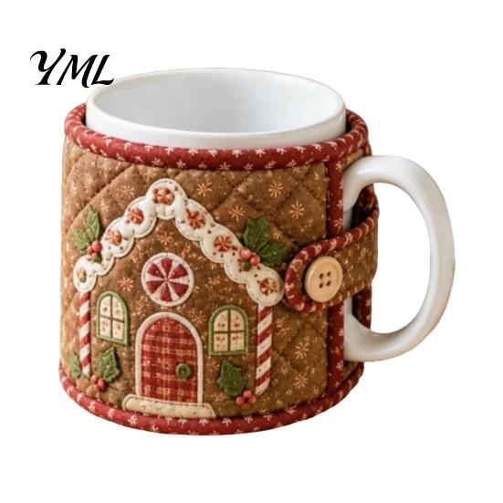 Christmas Sewing Kit for Beginners Quilted Mug Cozy Kit, DIY Holiday Fabric Craft with Festive Themed Kits Patterns, Sleeve Making Beginners, Handmade