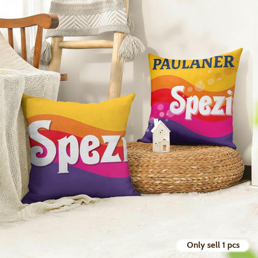 P-Paulaner S-Spezi Чехол на подушку с логотипом Натуральная льняная наволочка Двусторонняя печать Чехол для подушки для дивана Домашний декор Подарок
