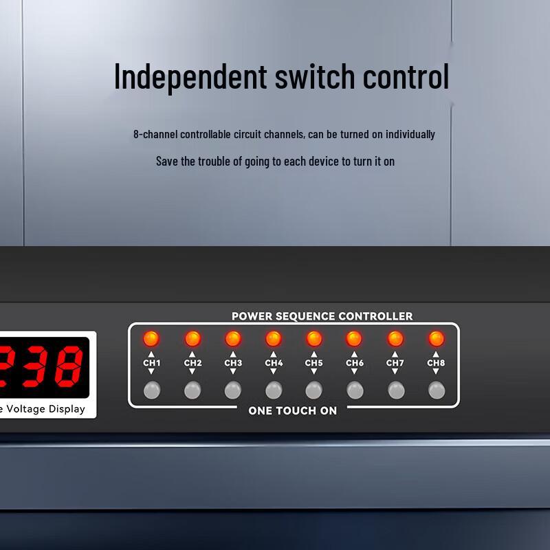 SAST SW-338V 8-Channel Power Sequencer with Voltage Display CN plug (adapter included) (CN version)