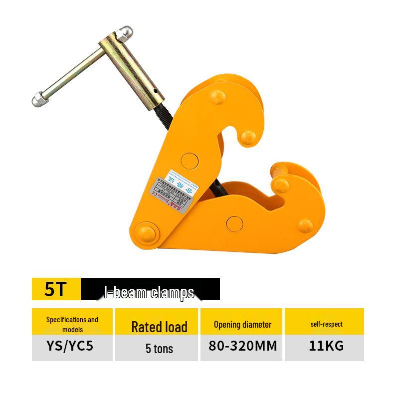 Lifting Clamp for Steel Plates and I-Beams, Vertical & Horizontal, 1 to 5 Ton Capacity