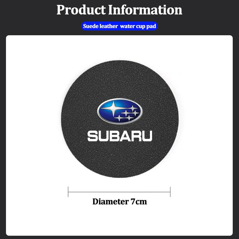 2Pcs Suede Leather Coaster Car Water Cup Anti-slip Pad Mat Auto Interior For Subaru STI XV Forester BRZ Legacy Levorg Mpreza WRX iwu7