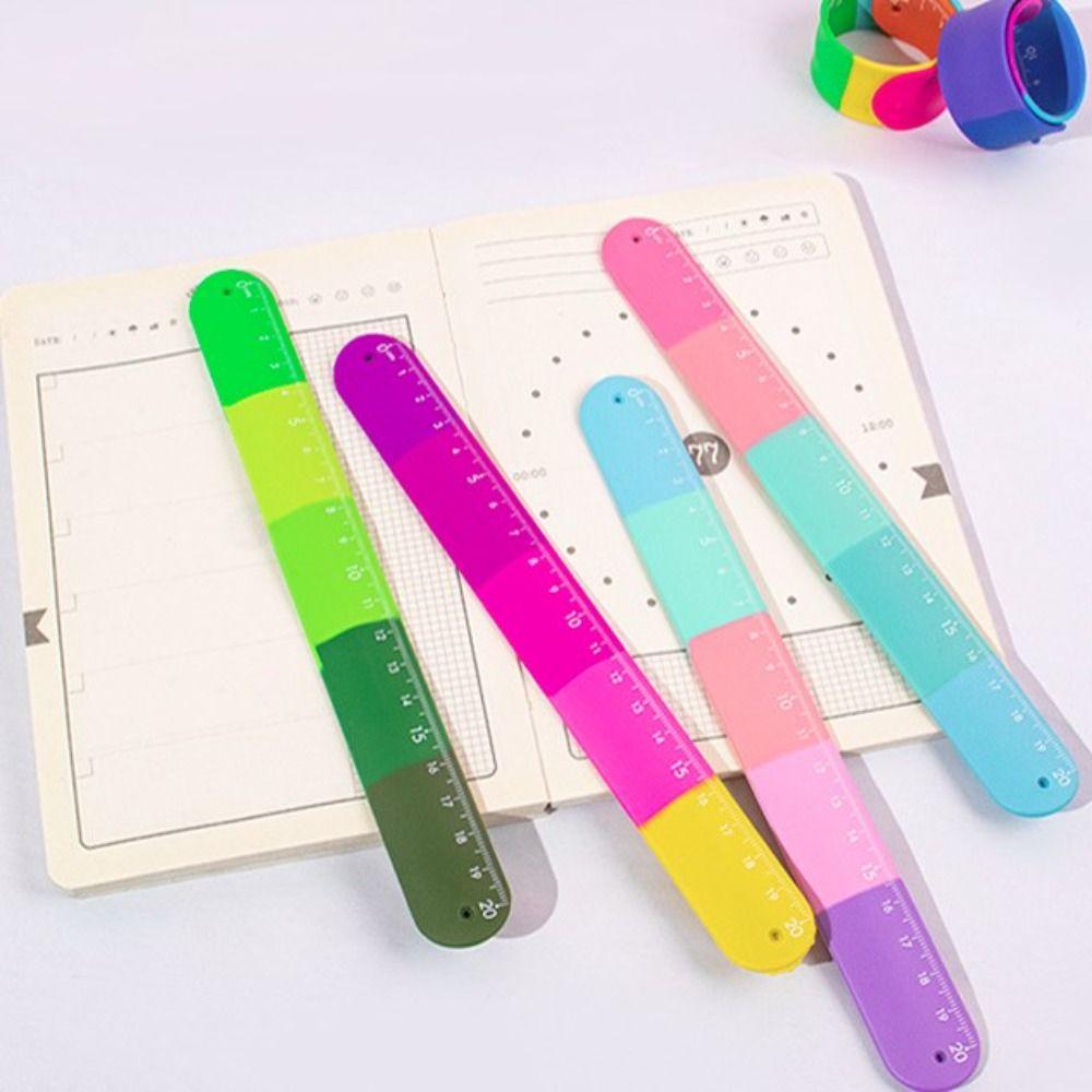 Fidget Clap Ring Straight Ruler Drawing Drafting Stress Relief Snap Ring Bracelet Ruler Silicone Anxiety Relief