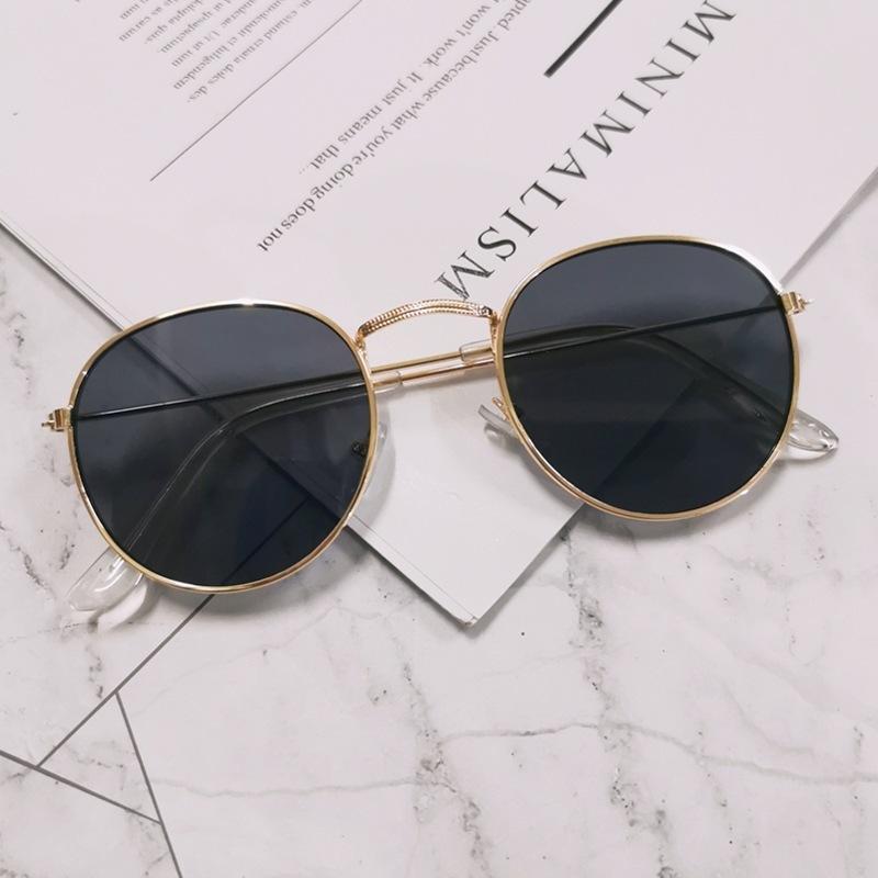 Vintage Round Sunglasses Woman Fashion Brand Designer Sun Glasses Female Classic Small Frame Retro Black