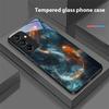 Чехол для телефона из черного закаленного стекла Chinese Wind Fish для Samsung Galaxy A15 5G 54 4G 51 50 24 35 90 71 12 51 53 52S 80 22 34
