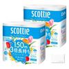 Цветок туалетной бумаги Scottie в 3 раза длиннее, Однослойная, 4 рулона x 2, в упаковке Scottie для оптовой покупки, Долговечный, (150м Мешки) Ткани,