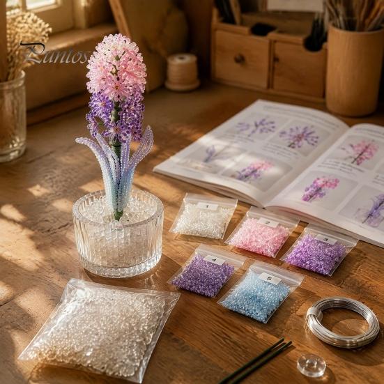 Набор для изготовления цветов из бисера DIY Набор Гиацинт, 3D Арт-поделки из бисера, Набор Цветочная тематика Ручная работа для детей Взрослых Новичков